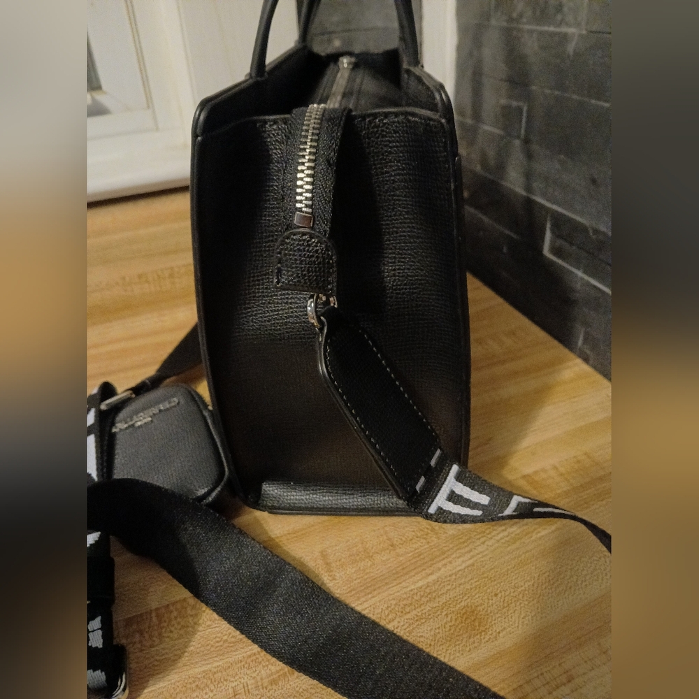 NWT Karl Lagerfeld Black Paris Tote/Crossbody with Coin pouch/airpod case. - Picture 8 of 11